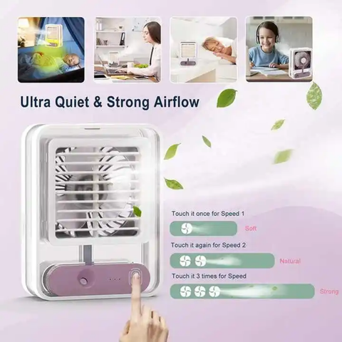 2-in-1 Mini Mist Fan & Air Cooler – Portable Cooling with Mist Spray